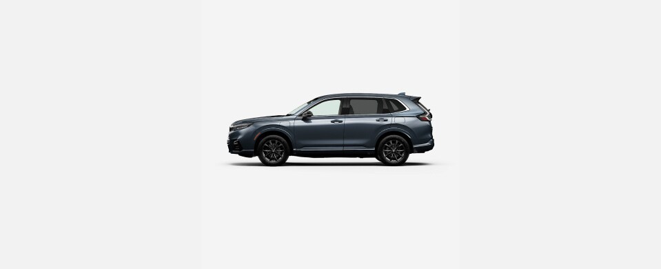 2026 Honda CR-VÂ e:FCEV in Meteorite Gray Metallic profile parked in a clean white studio setting (Fuel Cell EV Compact Crossover SUV). 2026 Honda CR-VÂ e:FCEV in Meteorite Gray Metallic profile parked in a clean white studio setting (Fuel Cell EV Compact Crossover SUV).