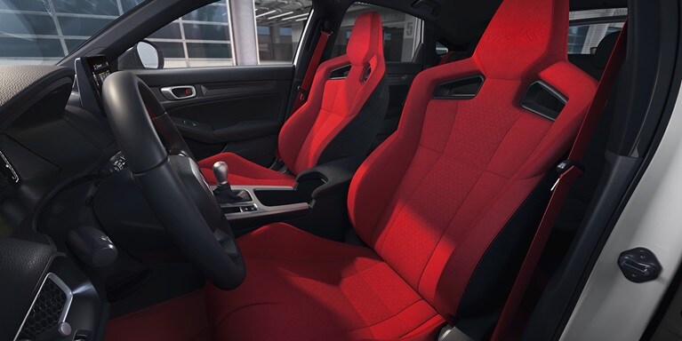 Front Seat Details of a 2026 Honda Civic Type R in Championship White
