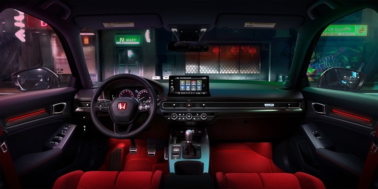 2026 Honda Civic Type R dashboard with infotainment screen and steering wheel (High-Performance Hatchback).