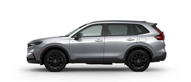 2027 Honda CR-V Sport Hybrid Solar Silver Metallic profile in white studio background (Compact Crossover SUV).