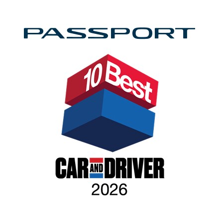 2026 Car and Driver 10Best trucks and suv logo with Passport badge